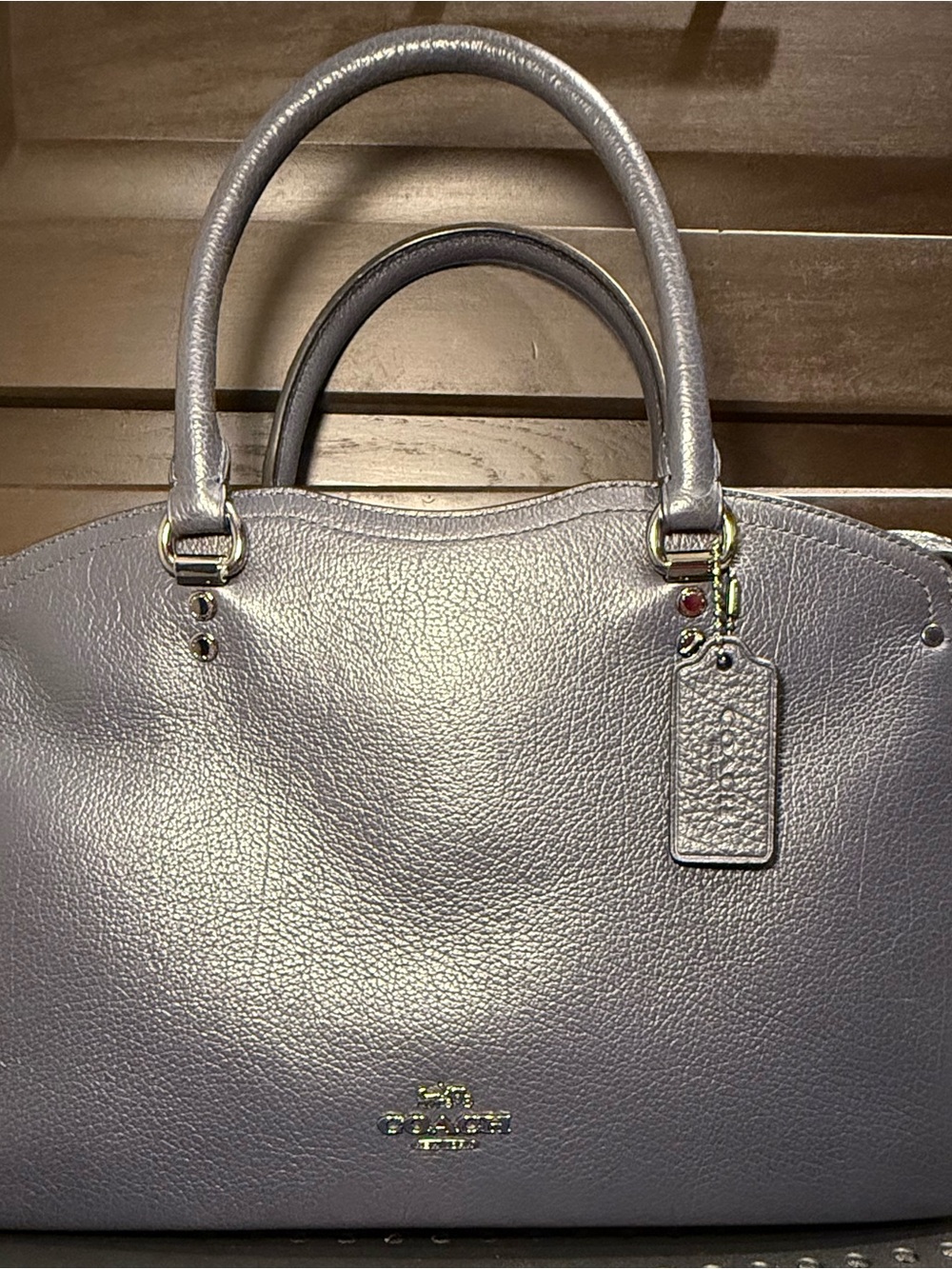 Coach Pebbled Leather Drew Satchel in Navy Blue (Coach)
